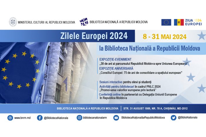 În luna mai vor fi organizate Zilele Europei la Biblioteca Națională