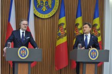  Press conference held by Prime Minister of Moldova Dorin Recean and Prime Minister of the Czech Republic Petr Fiala'