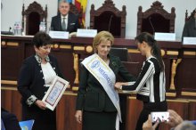Her Majesty Margareta, Custodian of Crown of Romania, receives distinctive signs of Honorary Member of Moldova's Academy of Sciences'