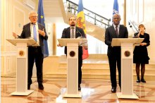 Press conference held by Minister of Labour and Social Protection Alexei Buzu, European Commissioner for Jobs and Social Rights Nicolas Schmit and Director-General of International Labour Organization Gilbert F. Houngbo'