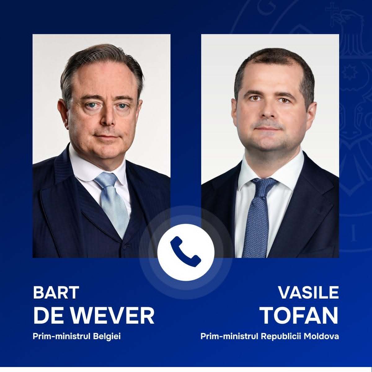 Prim-ministrul Republicii Moldova, Vasile Tofan, și prim-ministrul Belgiei, Bart De Wever, au discutat despre parcursul european al Republicii Moldova.