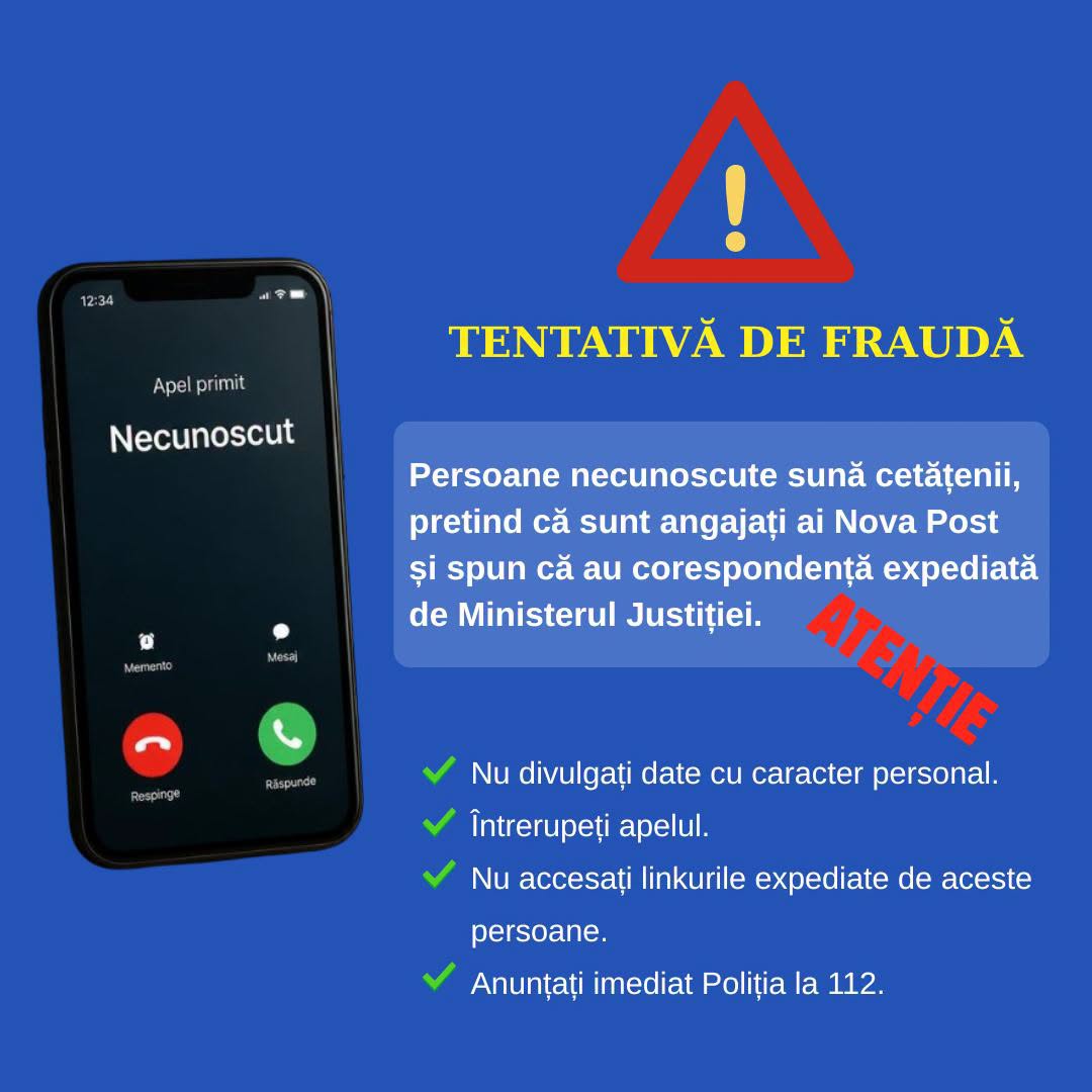 Ministerul Justiției atenționează privind o nouă tentative de fraudă