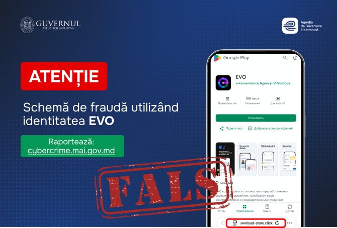 Nouă tentativă de fraudă: escrocii au creat un site fals pentru a distribui aplicații malițioase în numele EVO