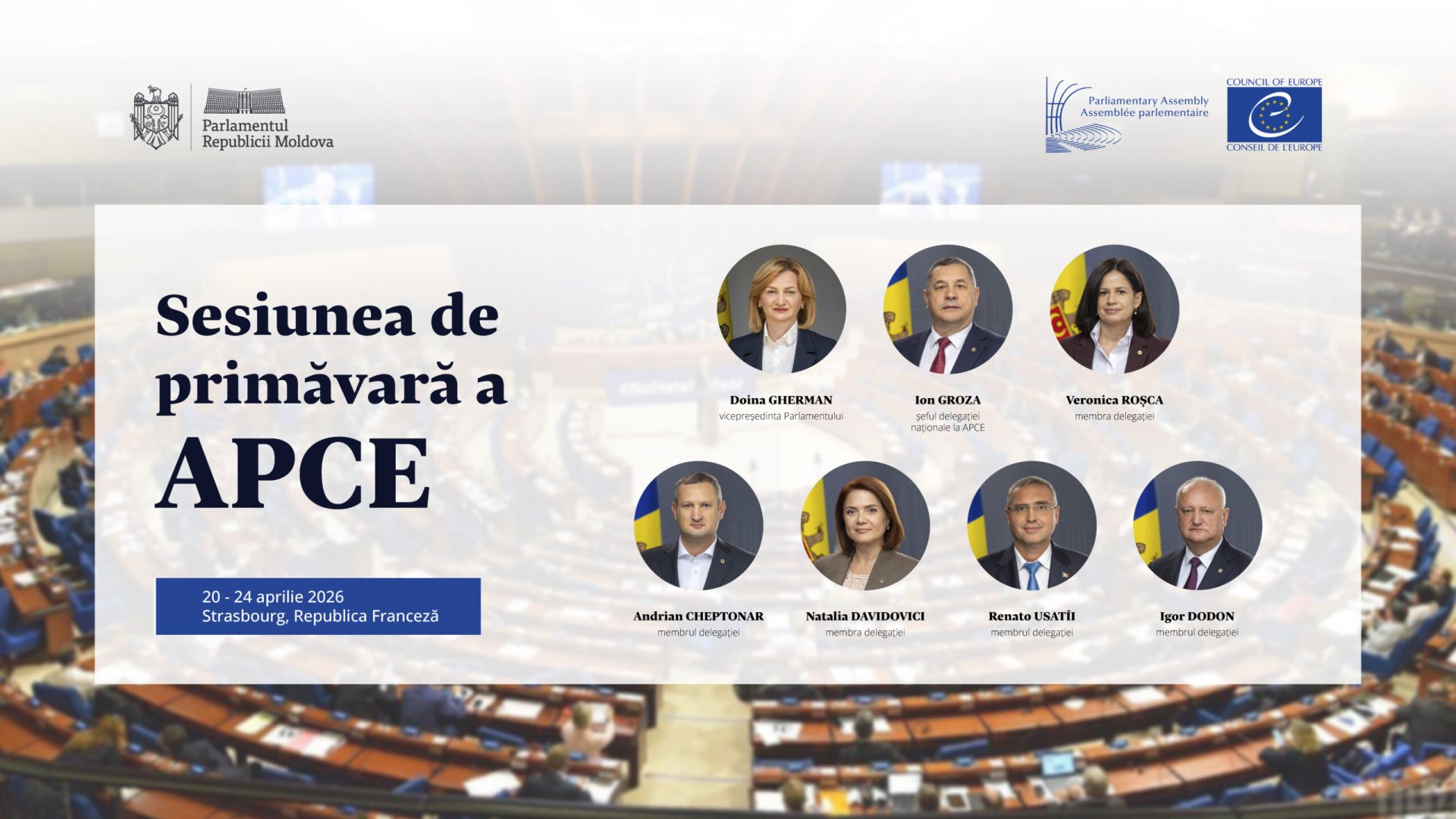 Delegația Parlamentului participă la Strasbourg la sesiunea de primăvară a APCE