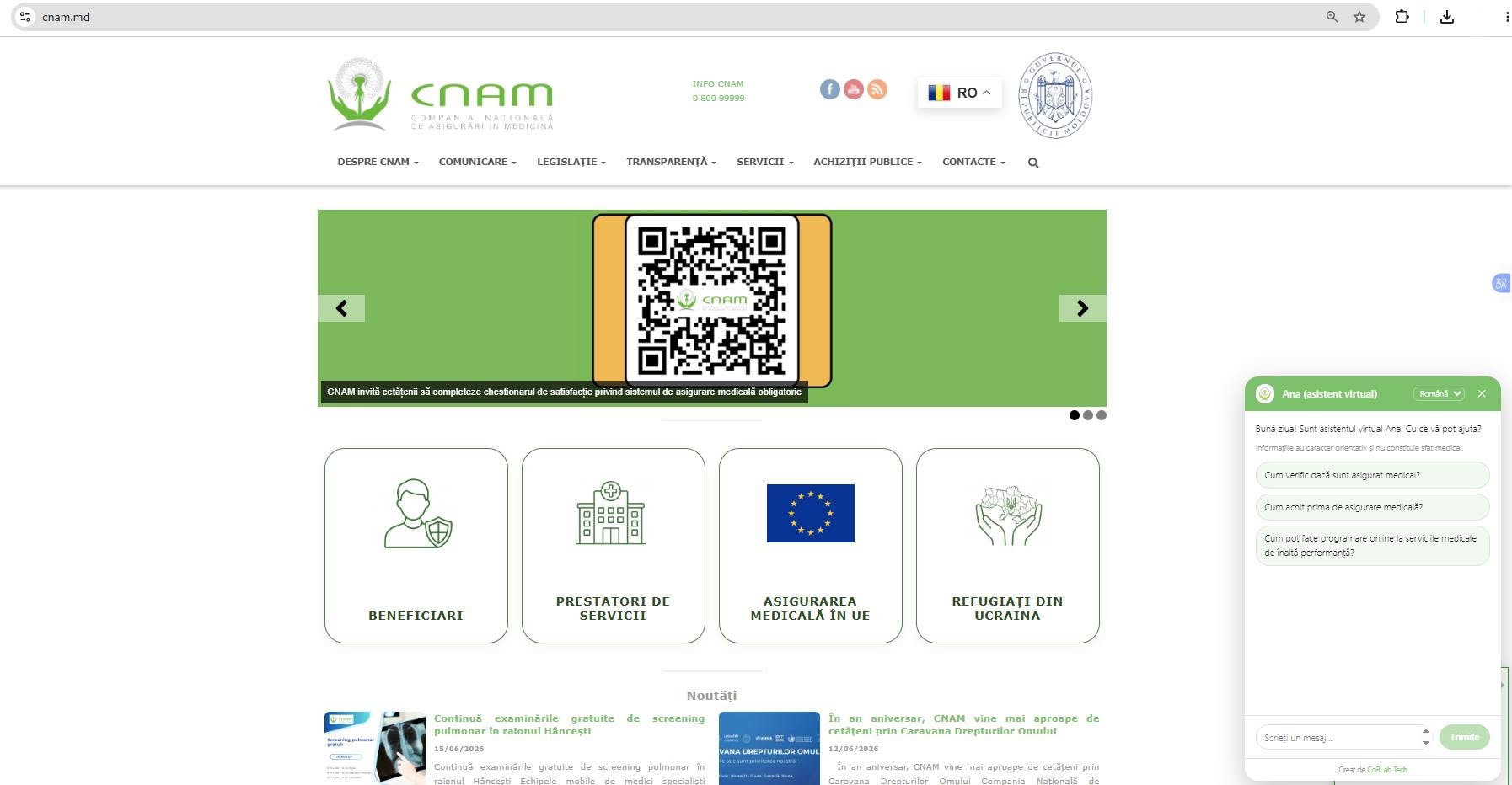 CNAM digitalizează comunicarea cu cetățenii și a lansat asistentul virtual „Ana”