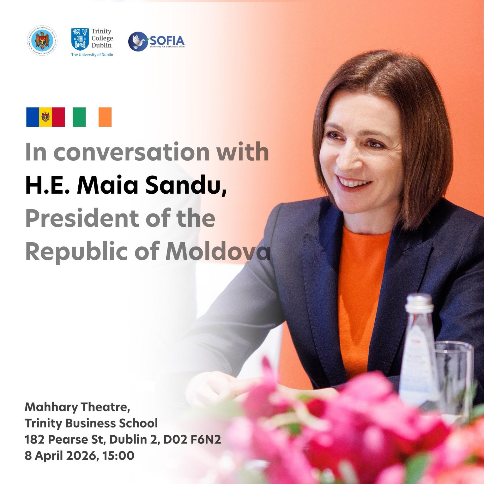 Președinta Maia Sandu va susține un discurs la Dublin despre reformele și parcursul european al Republicii Moldova