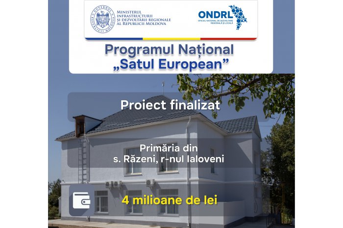 „Satul European”: A fost reabilitată clădirea primăriei din Răzeni, Ialoveni