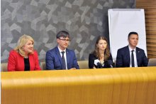 Press conference held by CNA director Iulian Rusu, Minister of Justice Veronica Mihailov-Moraru and BAMIN's senior adviser Jill Thomas on success in cross-border criminal asset management'